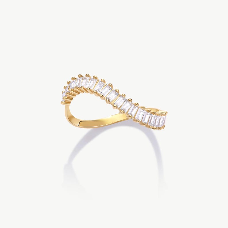 14K Solid Gold Baguette Diamond Eternity Band, Wedding Ring - Etsy