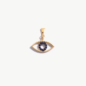 14k Solid Gold Evil Eye Charm Pendant: Protective Amulet