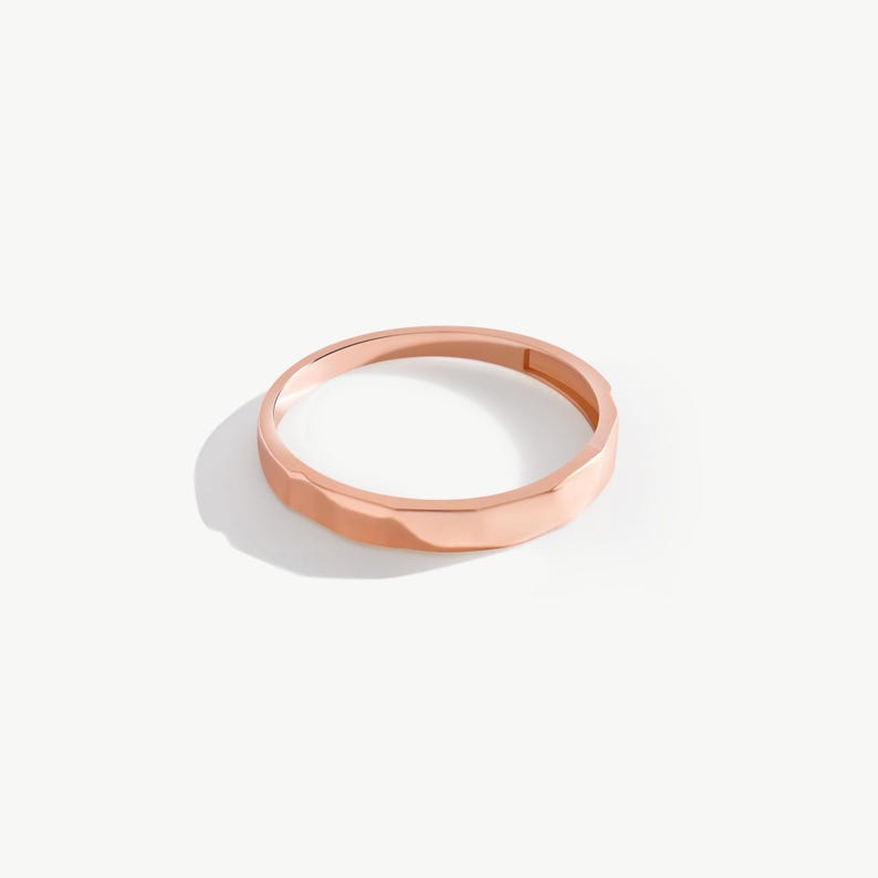 Anillo facetado de oro macizo de 14 quilates con corte de diamante imagen 6