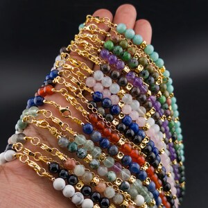 Handcrafted Natural Gemstone 6.mm Beaded Necklaces.