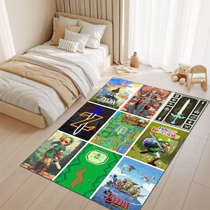 Legend Of Zelda Rug Gamer Room Carpet Nintendo Fan Gift Kids Room Playroom Area Rug Decorative Washable Rug Geek Decor For Boys Teens Game