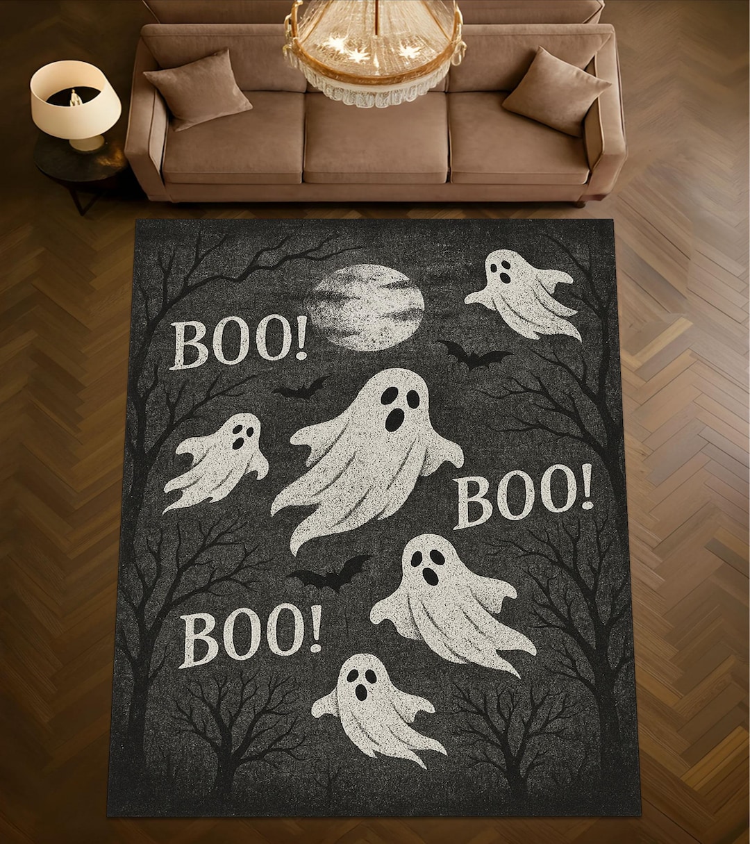 Halloween Ghost Rug: Spooky Black & White Kids Room Decor - Etsy