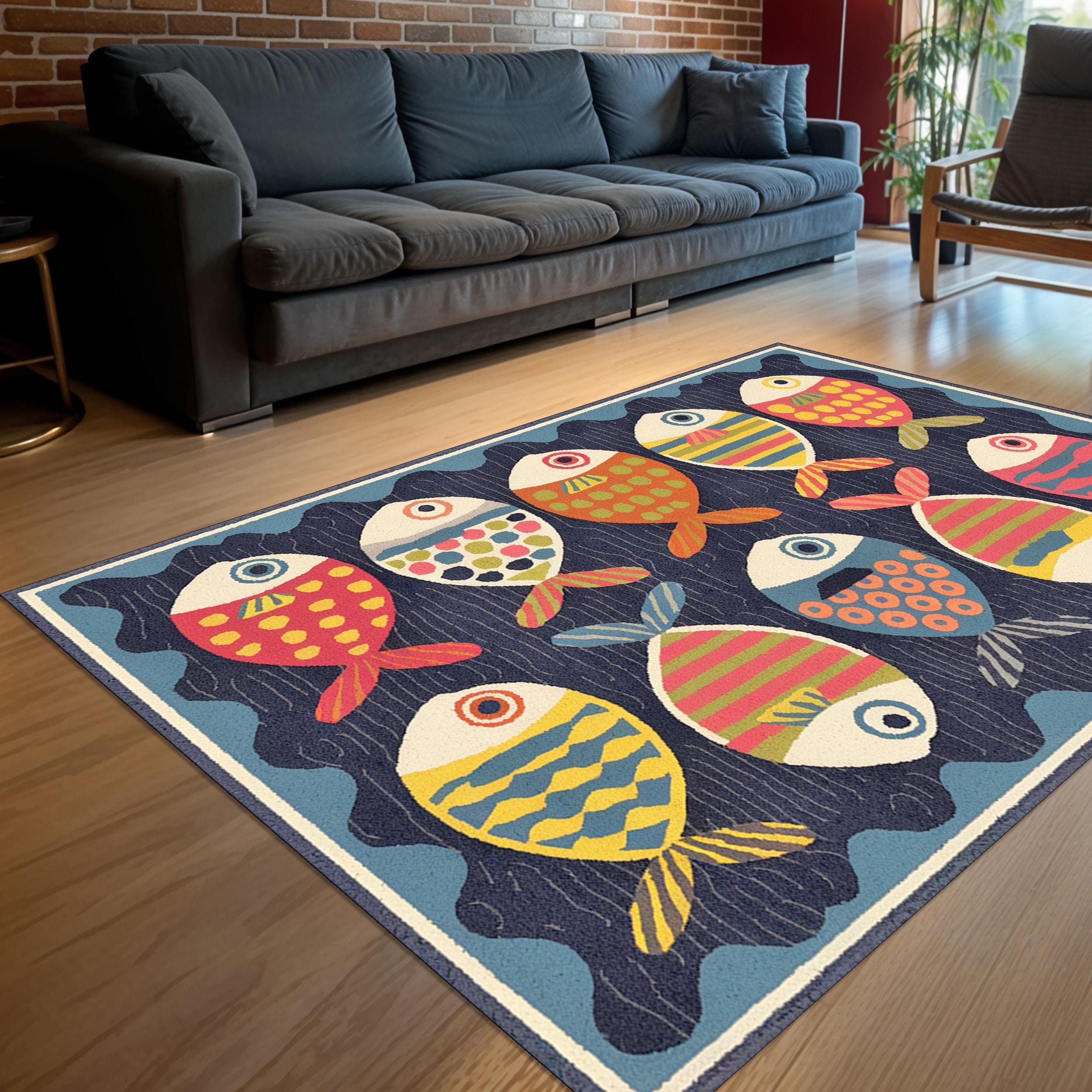 Colorful Fish Rug: Nautical Nursery Playroom Decor - Etsy