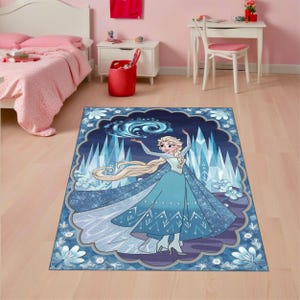 Elsa Themen Kinderteppich - Teppich für Frozen Princess Room Decor, weich & waschbar Perfektes Geschenk für Mädchen, Königin Teppiche, Kinderzimmer Teppiche, Spielzimmer Teppiche