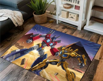 Optimus Prime Rug, Bumblebee Rug - Transformers Area Rug, Washable Kids Room Decor, Nursery & Playroom Gift, Christmas Gifts, Playmat