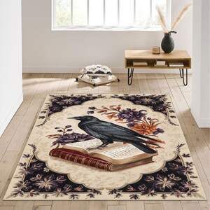 Literary Rug Dark Academia Raven Rug: Gothic Book & Crow Decor - Etsy