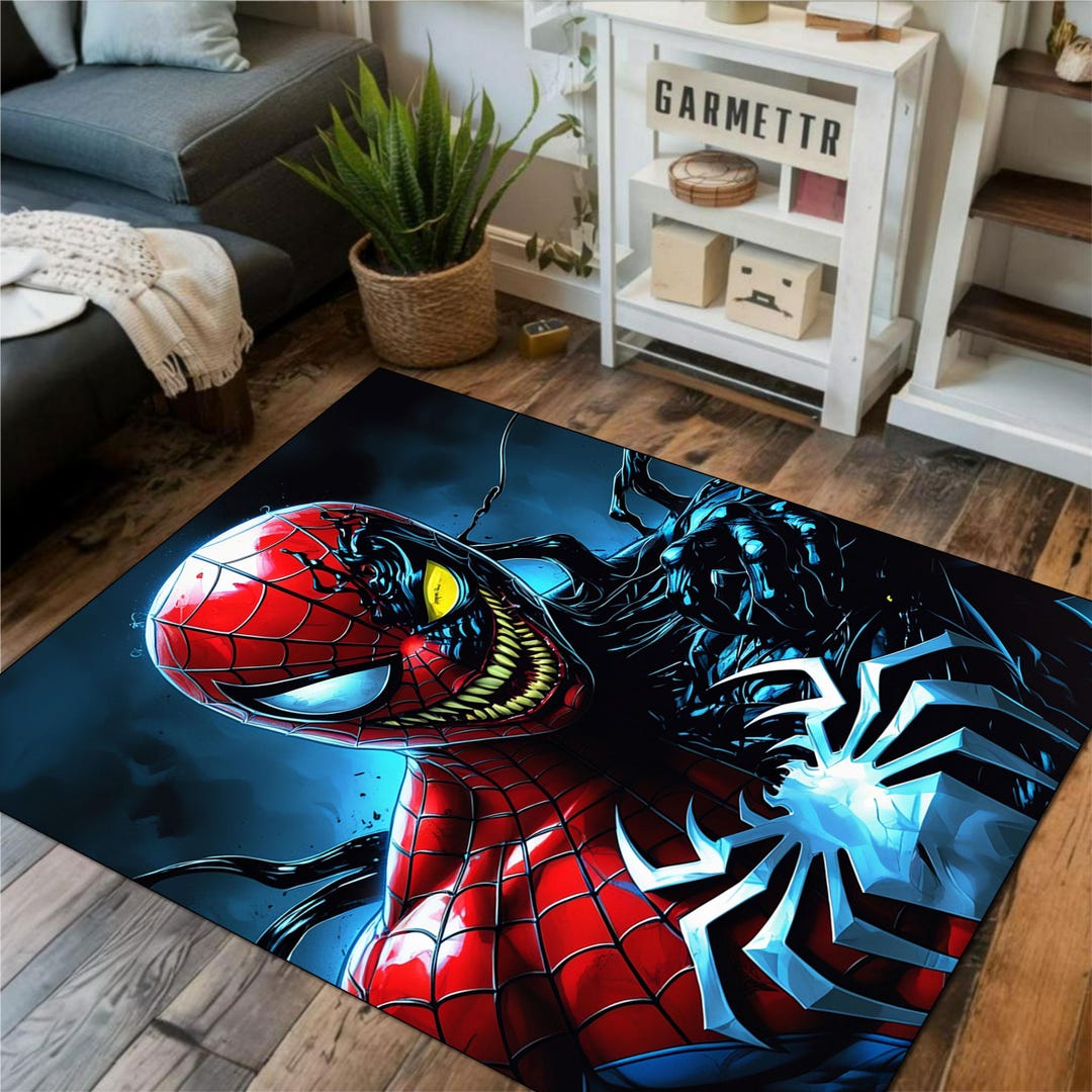 Spider Rug, Venom Rug, Comic Fusion Rug, Hero Villain Carpet, Symbiote ...