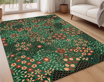 Alfombra floral inspirada en William Morris: estilo vintage Arts & Crafts