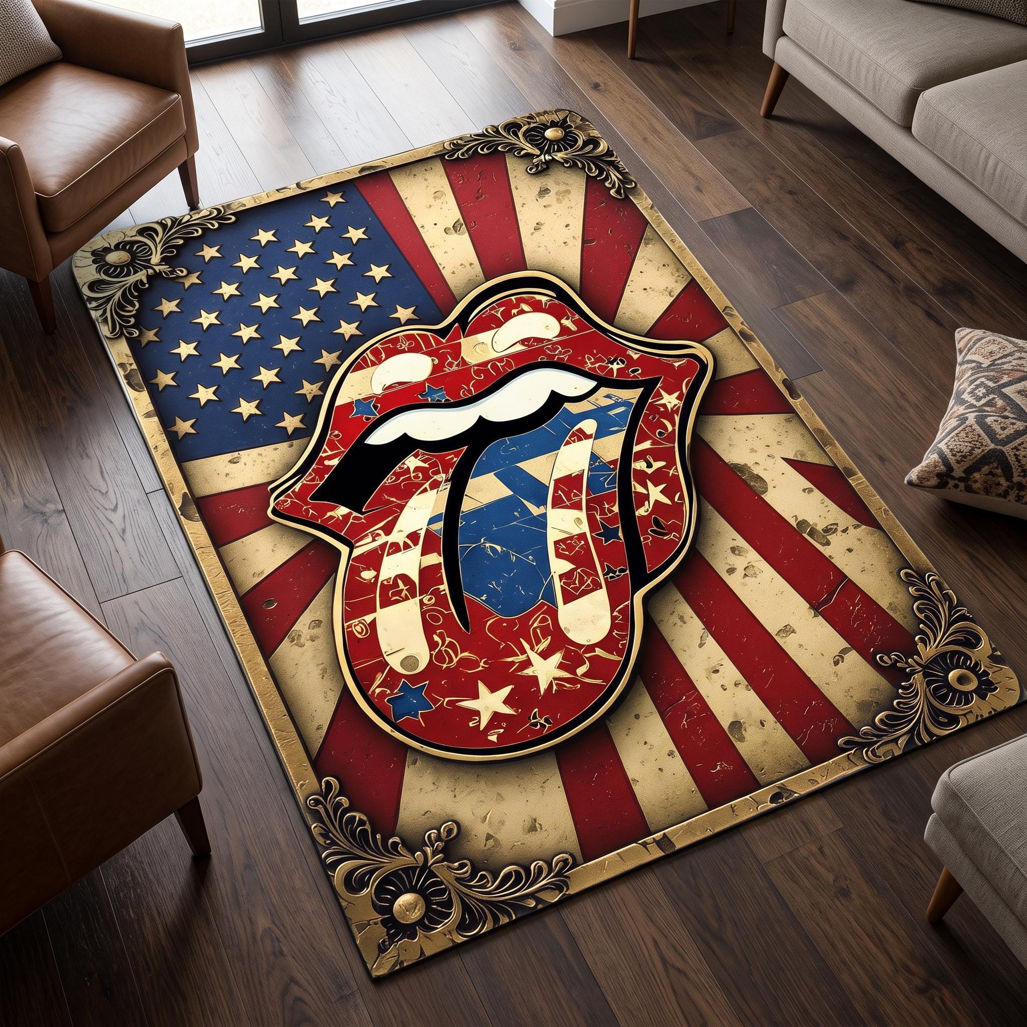 Rolling Stones Rug - Etsy