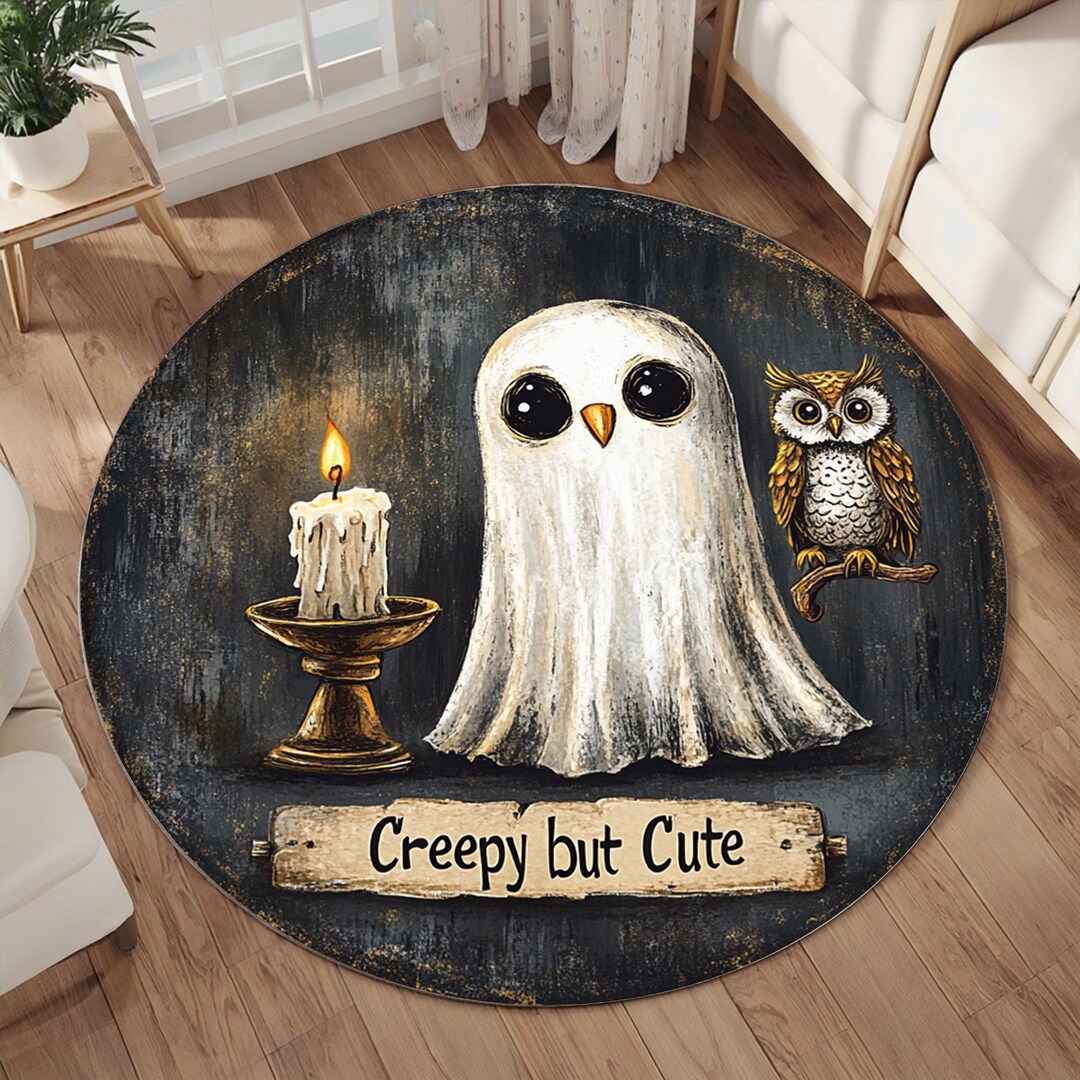 Creepy Cute Round Rug, Gothic Ghost Area Rug, Dark Playful Living Room ...