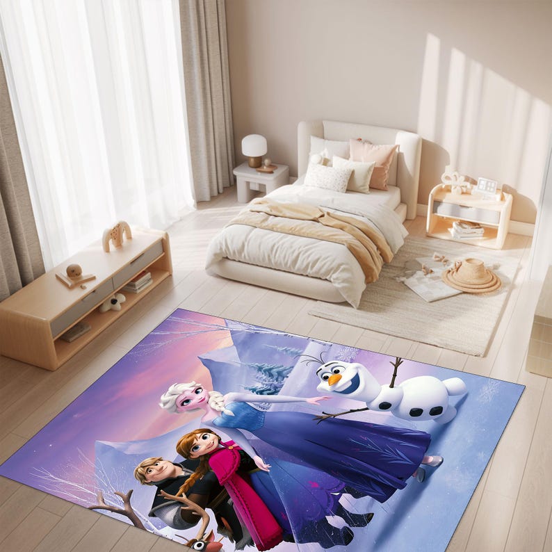Tappeto per bambini a tema Elsa - Tappeto per la cameretta delle principesse di Frozen, morbido e lavabile, regalo perfetto per bambine, tappeti per la regina, tappeti per la cameretta dei bambini, tappeti per la sala giochi Els-3