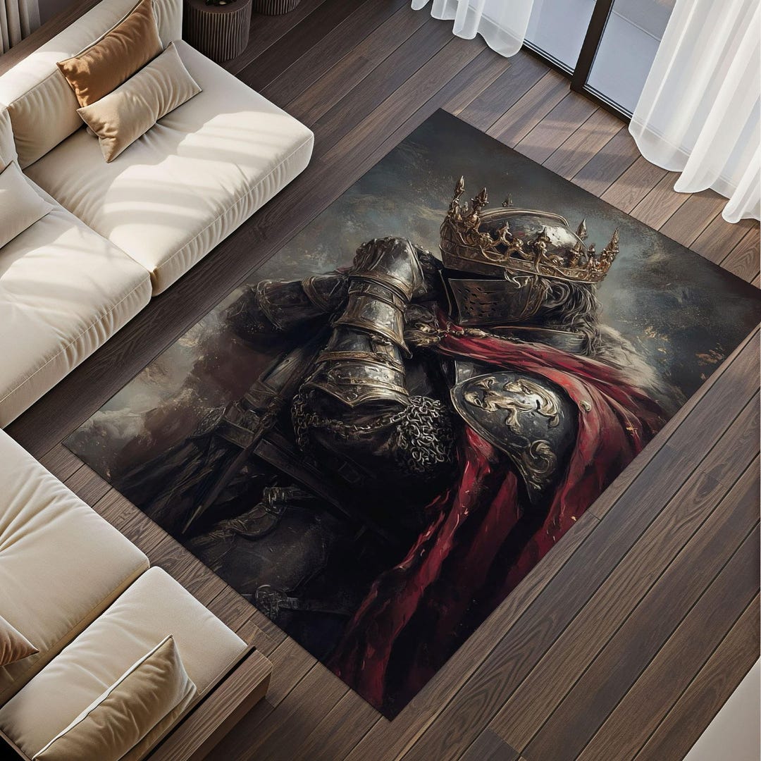 Knight Castle Rug Royal Knight Rug, Medieval King Armor Carpet, Gothic Baroque Decor Rug ...