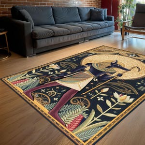 Egyptian Anubis Mystical Rug, Ancient Egypt Art Decor Carpet, Mythological Home Accent, Spiritual Gift Idea, Unique Egyptian Room Art Rug