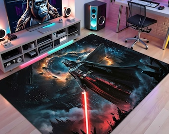 Alfombra de Darth Vader de Star Wars: diseño galáctico, decoración para habitación gamer