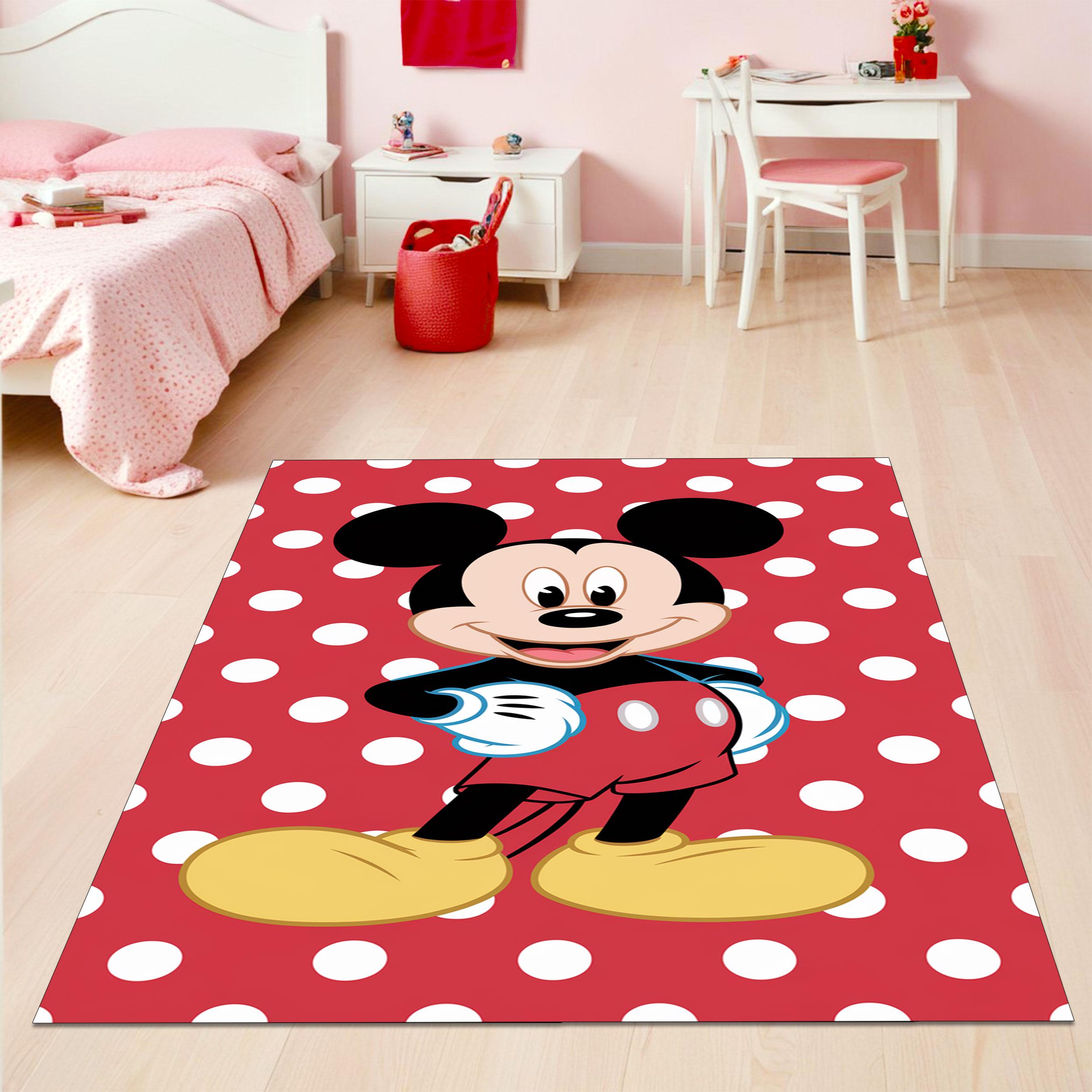 Mickey Mouse Rug: Red Polka Dot Cartoon Carpet for Nursery - Etsy