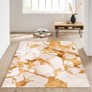 Gold Marble Rug – Elegant Abstract Rug– Luxury Marble Home Decor – Modern Gold Vein Mat – Minimalist Chic Floor Mat, Living Room Rug