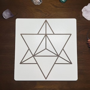 Merkaba-ster (Estrella de Merkaba) radiesthesiebord (radiografiek) - 1/8" (3 mm) wit mdf, 21 x 21 cm