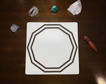 Decagon (Decágono) Radiesthesia Board (Radionic Chart) - 1/8&quot; (3mm) White MDF, 21x21cm