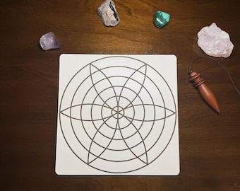 Harmony (Harmonia) Radiesthesia Board (Radionic Chart) - 1/8&quot; (3mm) White MDF, 21x21cm
