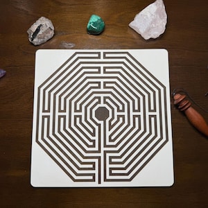 Labyrinth of Amiens (Labirinto de Amiens) radiesthesiebord (radiografiek) - 1/8" (3 mm) witte MDF, 21 x 21 cm