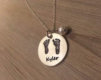 ACTUAL Footprint or handprint necklace of your child