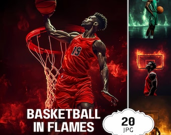 Fire Basketball Backdrop Digital Basketball Poster Photoshop Background Photography Sports Banner Sports Portrait Overlay Senior Sports