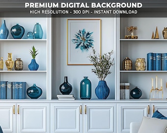 Fondo de oficina virtual con Zoom para oficina en casa, fondo virtual para oficina en casa, fondo de estantería con Zoom, decoración moderna de oficina con Zoom