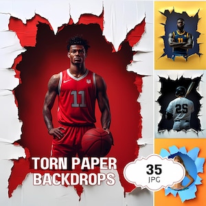 Fondo de póster deportivo de papel rasgado, telón de fondo para fotografía deportiva, pancarta deportiva para personas mayores, foto para plantilla de Photoshop deportiva, baloncesto, fútbol