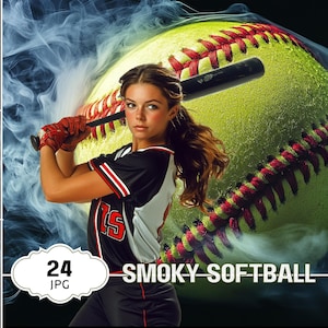 Softball Smoke Background Softball Digital Player Poster Background Softball Senior Night Softball Banner Sports Background for Photoshop