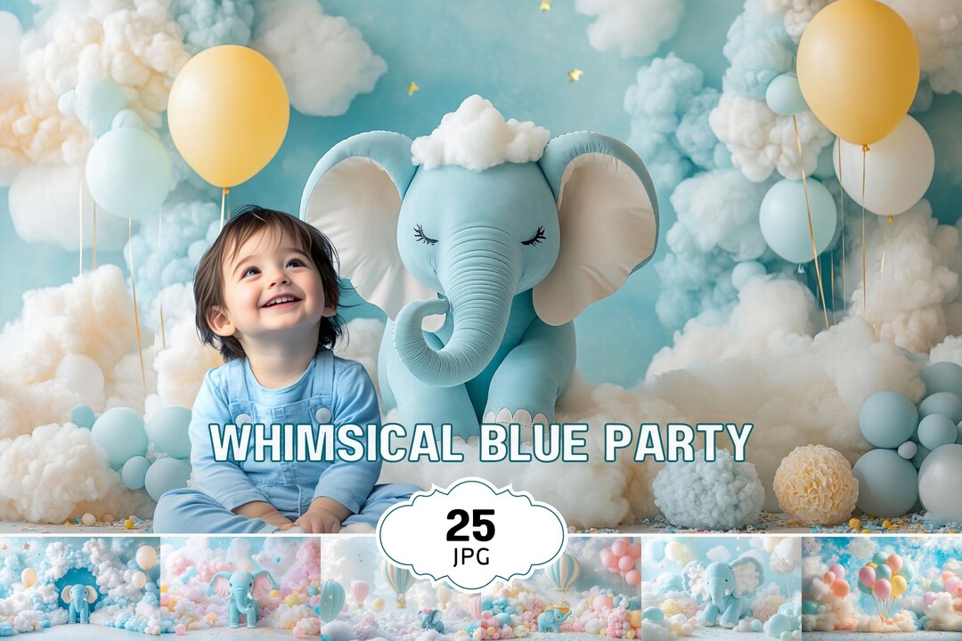 Blue Stripes Round Boys Birthday Party Backdrop