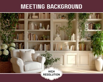Home Office Bookshelf Background Zoom Meeting Virtual Office Background Work From Home Teams Meeting Background Streaming Office Backdrop