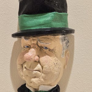 W.C. Fields Vintage Wall Sculpture – Plaster Comedy Mask – Vaudeville Bar Decor