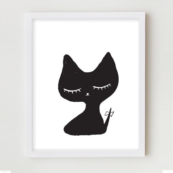 Cat Illustration Digital Art Print Simple Minimalist Black And Etsy Cat Illustration Digital Art Print Simple Minimalist Black And Etsy