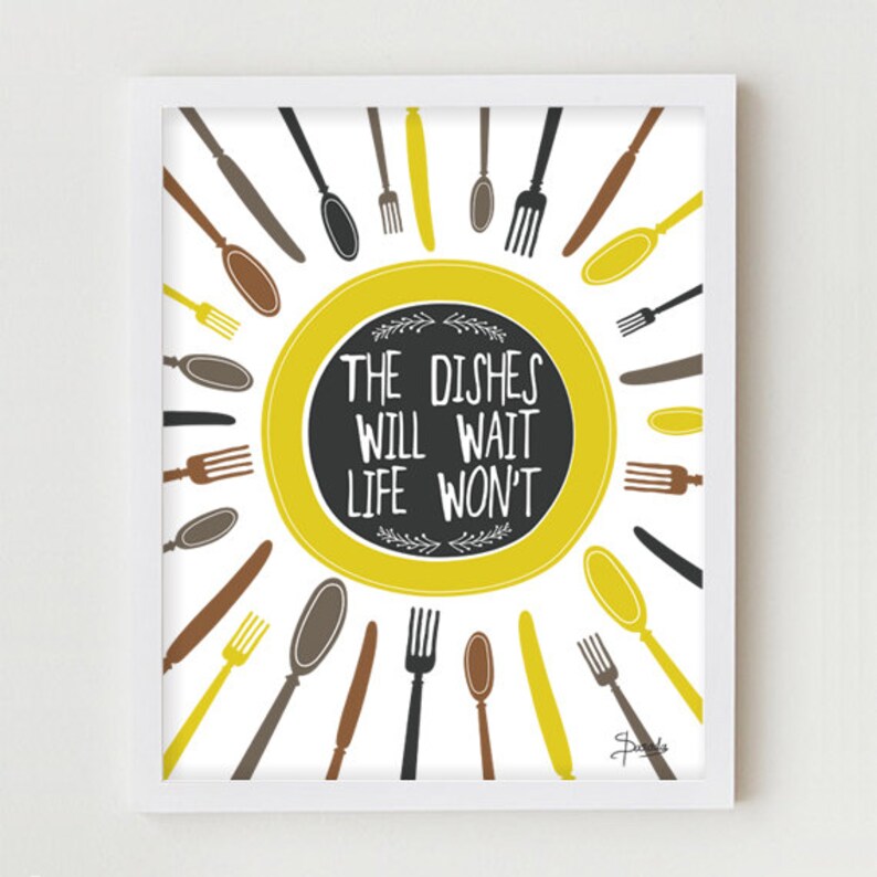 Kitchen Art Print Kitchen Wall Decor Digital Print BLUE Etsy