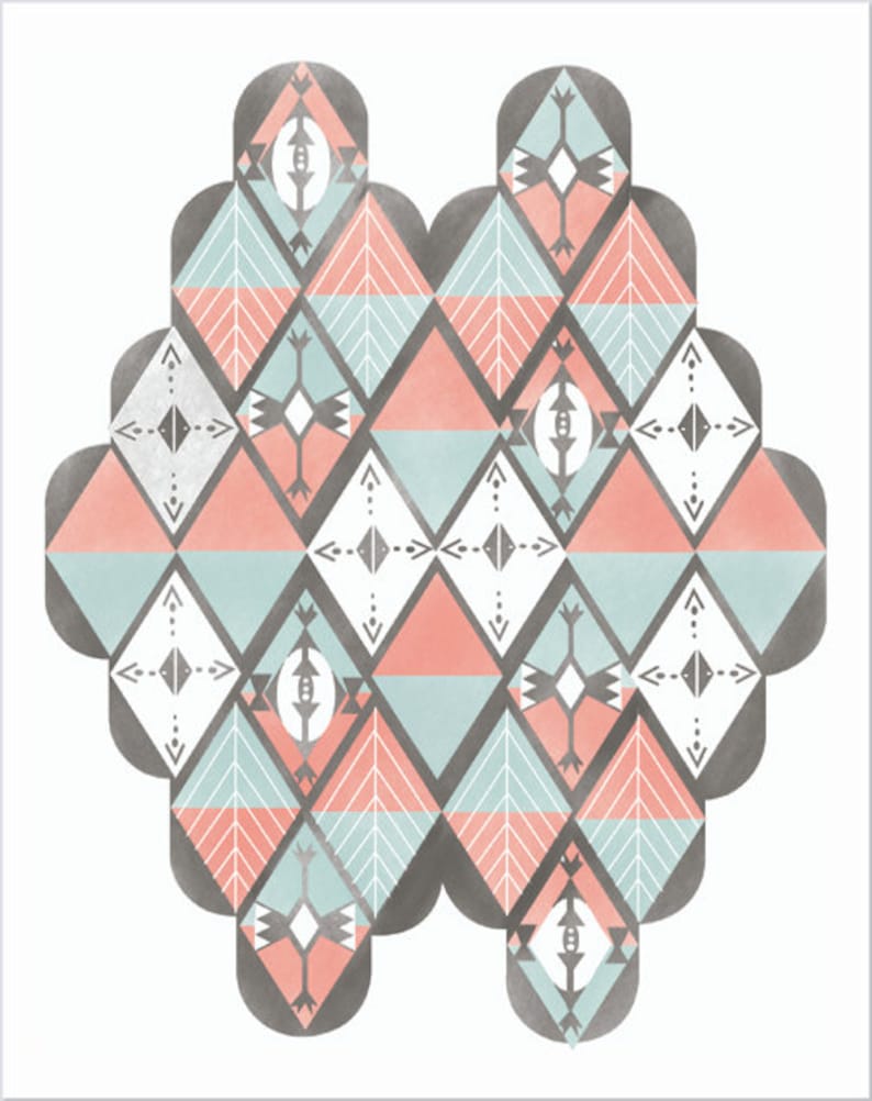 Geometric Print Abstract Art Wall Hanging Vintage Modern Art Etsy