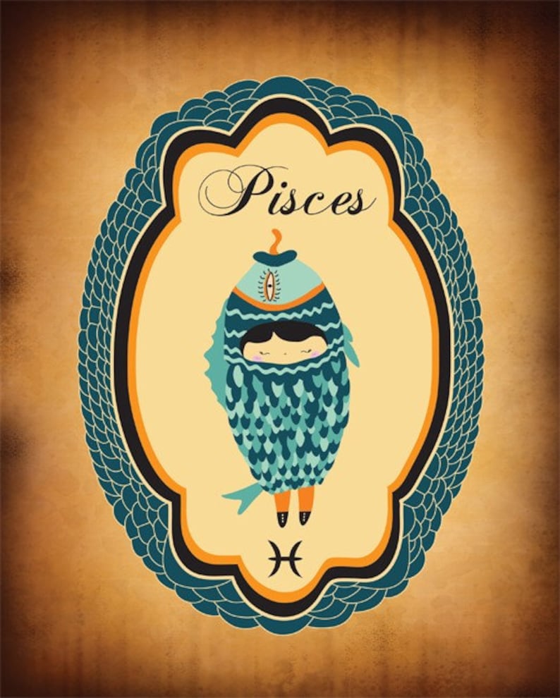 Pisces Zodiac Sign Indie Art Print Pisces Poster Digital | Etsy