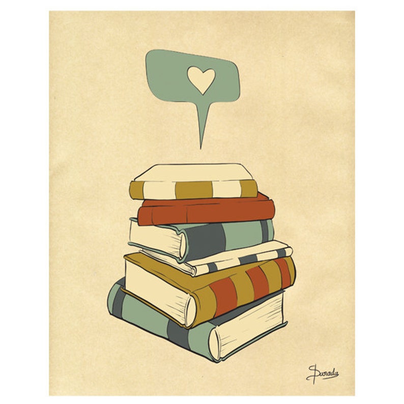 Reading Print Art i Read Digital Illustration Etsy