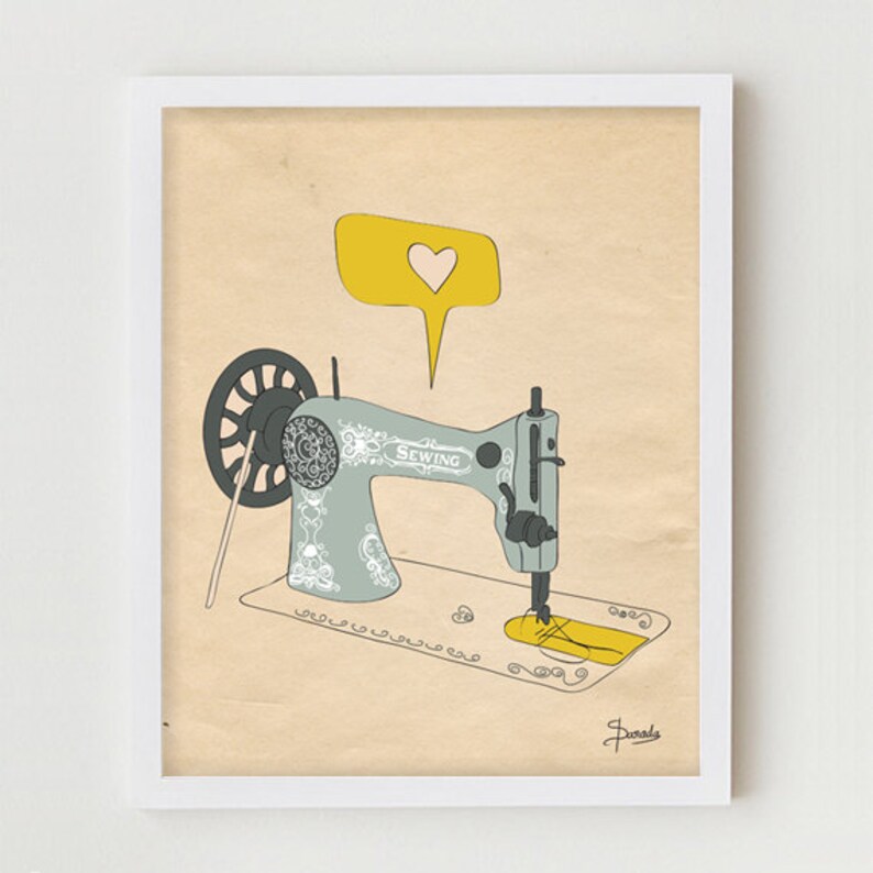 Sewing Machine Print Art Giclee Wall Decor Poster Room Singer