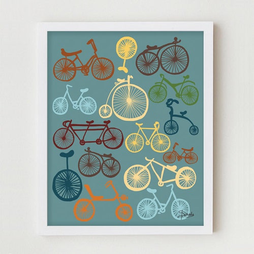 Old Blue Bicycle Art Print Home Decor Wall Art Poster D 