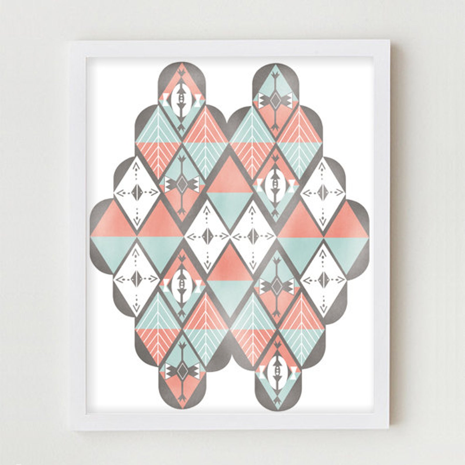 Geometric Print Abstract Art Wall Hanging Vintage Modern Art Etsy
