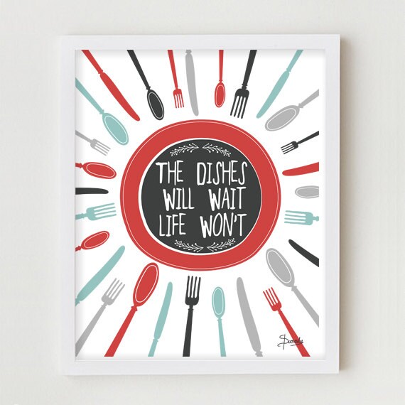 Kitchen Art Print Kitchen Wall Decor Digital Print BLUE Etsy