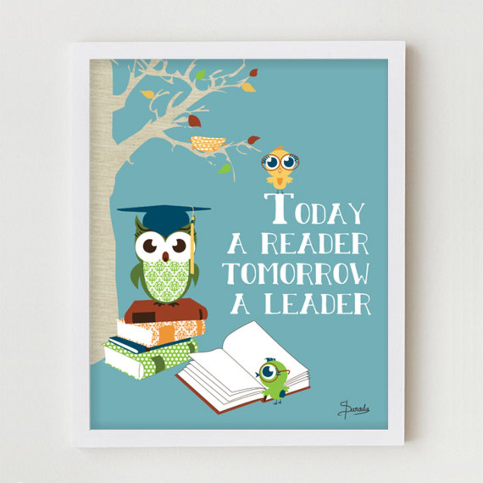 Reading Books Owl Art Print Owls Reading Wall Decor Owl Art - Etsy