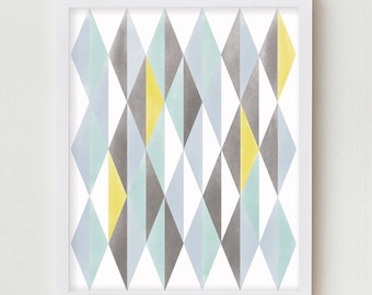 Abstract Print Wall Decor, Norwegian Digital Print Geometric Pattern Home Decor, Nordic Scandinavian Mid Century Vintage Modern Abstract Art