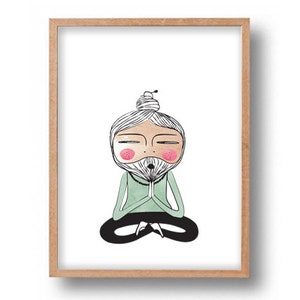 Meditation Guru Giclee Art Print Yoga Meditating Master Mentor Sage Guru Illustration Poster Wall Decor Art Zen Master Lotus Yoga Pose Art