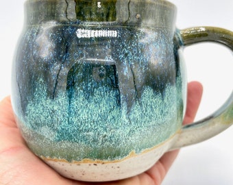 Mug in greens and cream- Mountain-scape