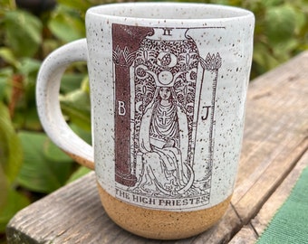 Handmade Artisan Mug with The High Priestess from the Tarot