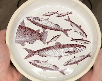 Ceramic Coupe Plate  - a shallow serving dish with Fish