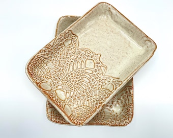 Serving Trays - Decorative rectangle plate - sushi - appetizers -toasted cream