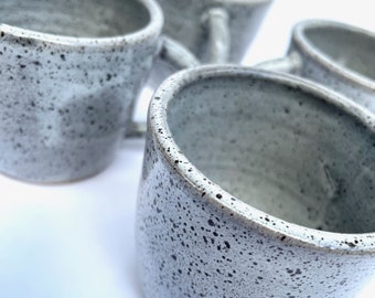 Set of 2 Handmade Ceramic Espresso Cups, Oreo Glaze Stoneware Demitasse Coffee Mugs