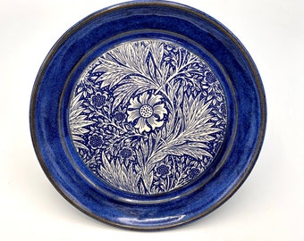 Large Serving Plate in Blue Silk Screened pattern from William Morris